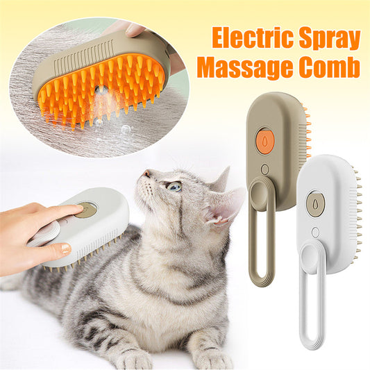 3-In-1 Electric Steam Pet Brush for Cats &amp; Dogs – Grooming, Detangling &amp; Hair Removal