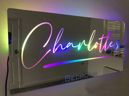 Personalized Name LED Mirror Light For Bedroom Wall Gifts 40x20cm