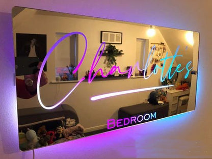 Personalized Name LED Mirror Light For Bedroom Wall Gifts 40x20cm