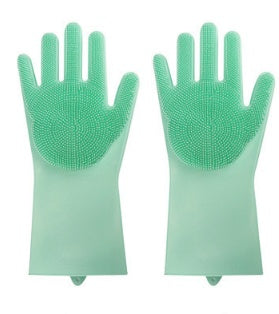 Silicone Heat Resistant Cleaning Gloves With Integrated Scrubbing