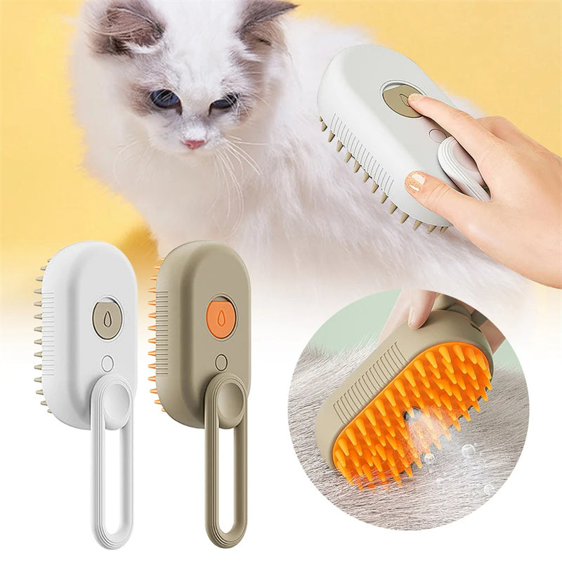 3-In-1 Electric Steam Pet Brush for Cats &amp; Dogs – Grooming, Detangling &amp; Hair Removal