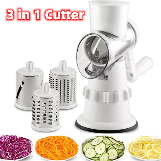 A&J 3-in-1 Roller Vegetable Slicer, Grater &amp; Mandoline Cutter