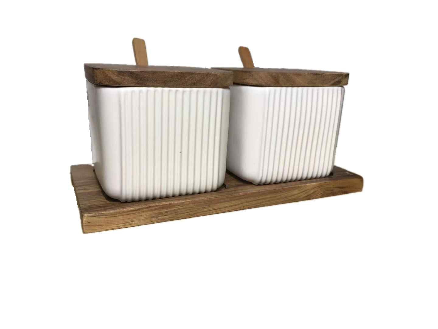 Matte Ceramic Seasoning Box And Jar Set For Kitchen Storage