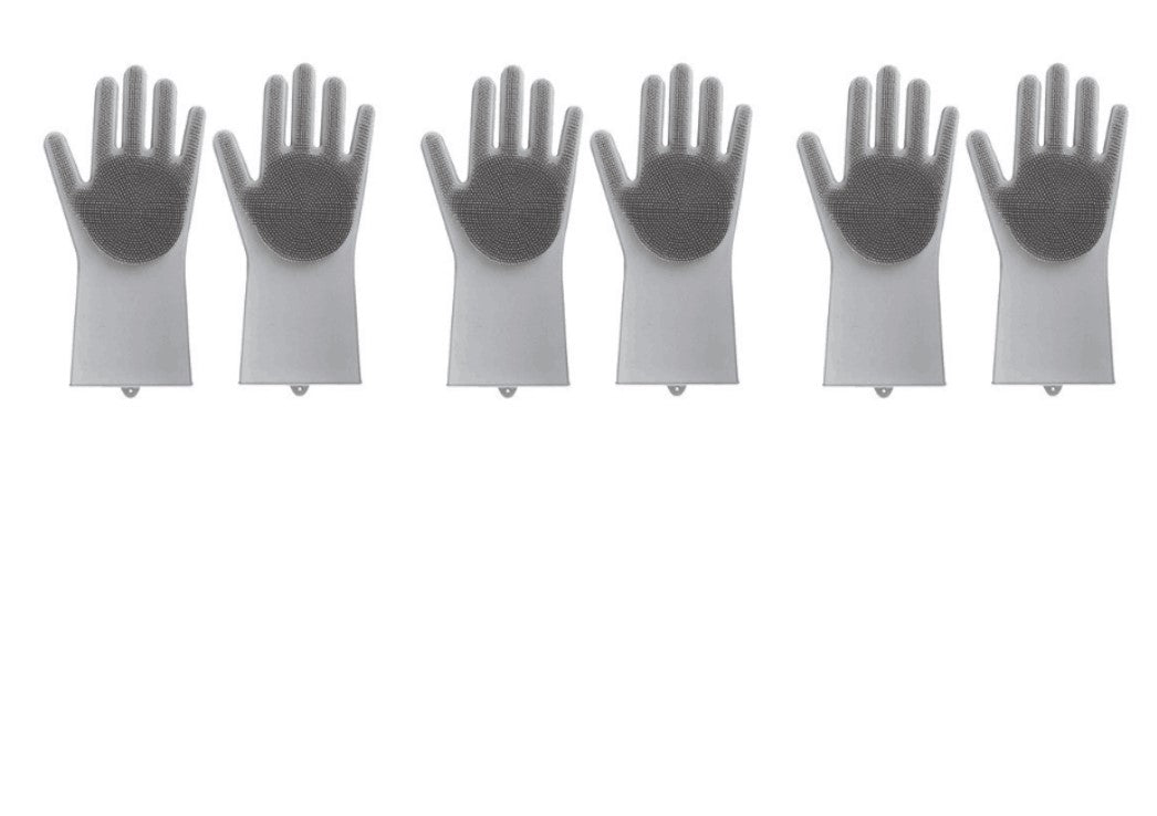 Silicone Heat Resistant Cleaning Gloves With Integrated Scrubbing