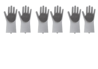 Silicone Heat Resistant Cleaning Gloves With Integrated Scrubbing