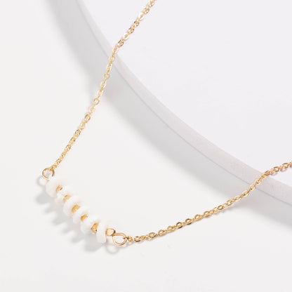 European and American personality jewelry, shell piece clavicle chain, natural pearl, gold edging crystal multi-layer necklace
