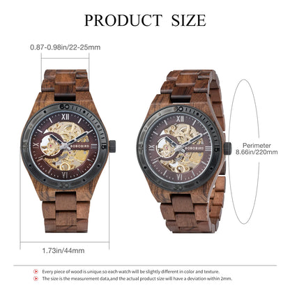 Bobo Bird Mechanical Wooden Wristwatch For Men Luxury Gift