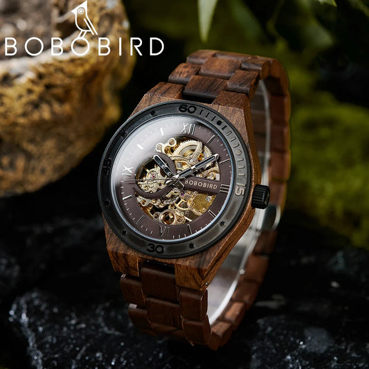 Bobo Bird Mechanical Wooden Wristwatch For Men Luxury Gift