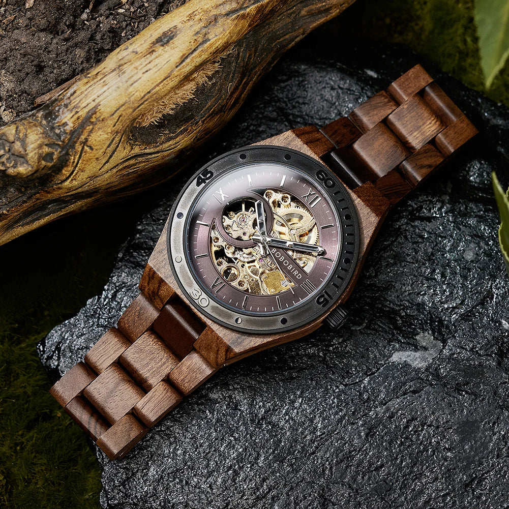 Bobo Bird Mechanical Wooden Wristwatch For Men Luxury Gift
