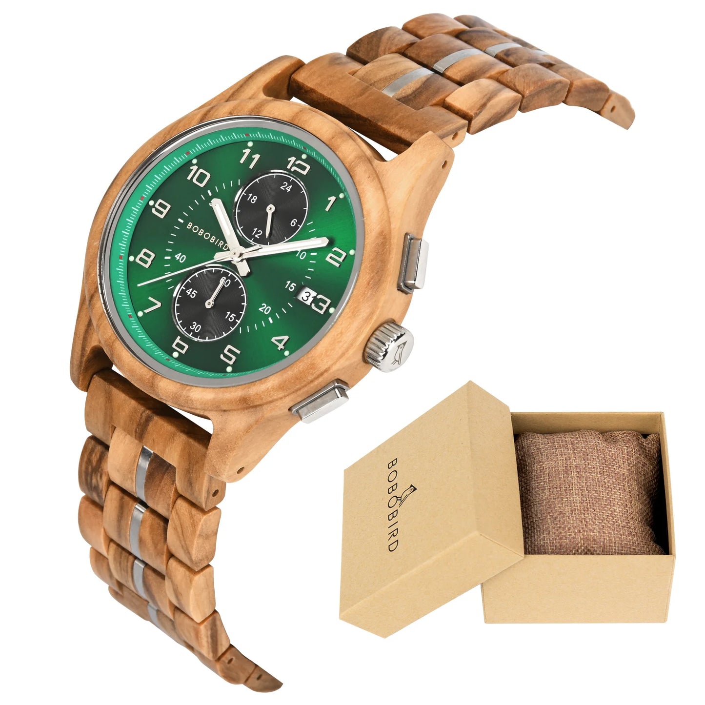 Bobo Bird Men Wooden Wristwatch Handcrafted Vintage Quartz