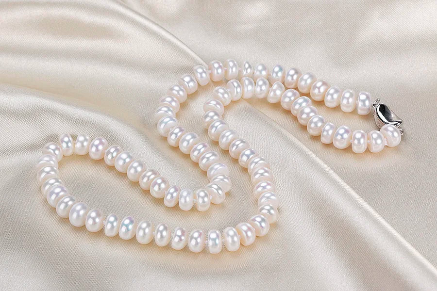 Dainashi 925 Sterling Silver Pearl Jewelry Set For Women Necklace Earrings Ring Bracelet 7 To 8mm Freshwater White