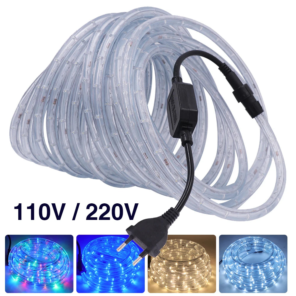 Waterproof Outdoor LED Rope Light 220V 110V Rainbow Tube For Christmas Decor
