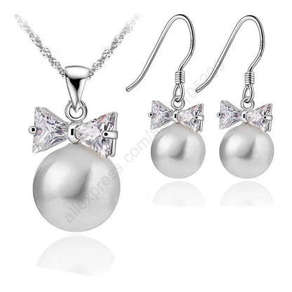 Genuine 925 Sterling Silver Bridal Jewelry Sets With Pearls For Women Girls Engagement Anniversary Gift Wholesale