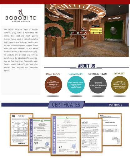 Bobo Bird Men Wooden Wristwatch Handcrafted Vintage Quartz