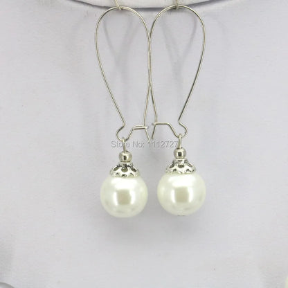 Orange 10mm Glass Pearl Bead Jewelry Set Necklace Bracelet Earrings For Women Girls