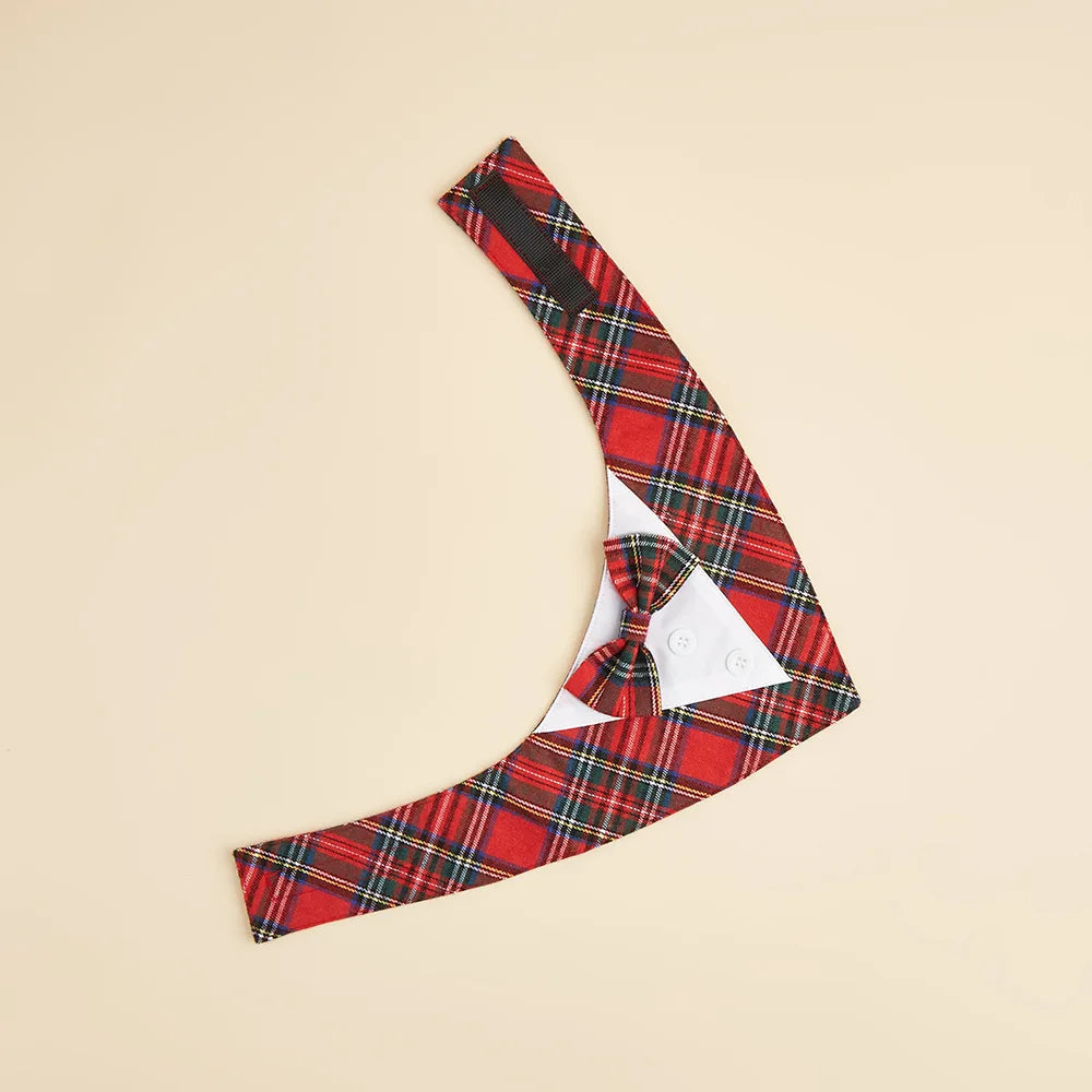 Tanpopo Custom Design Plaid Bandanas Bow Tie Collar Xmas Christmas For Dogs
