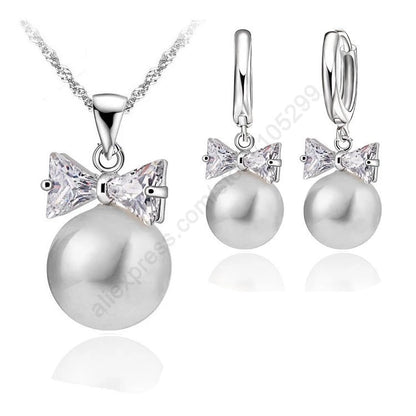 Genuine 925 Sterling Silver Bridal Jewelry Sets With Pearls For Women Girls Engagement Anniversary Gift Wholesale