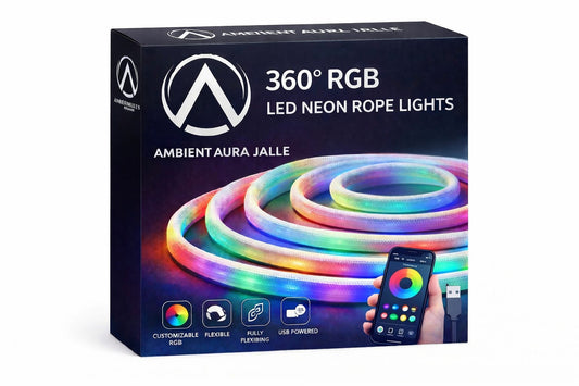 AmbientAuraJalle 360° RGBIC Neon LED Strip – App Control, Music Sync, Waterproof, 5m