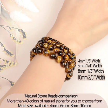 Tiger Eye Elastic Bracelet Handmade Natural Gemstone Jewelry Gift For Women