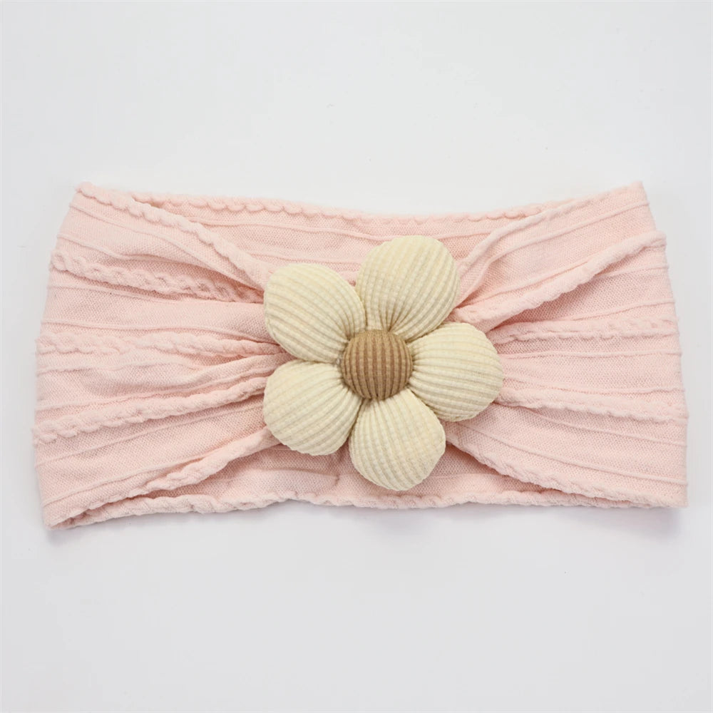 Newborn Baby Flower Nylon Headband For Girls Turban Style Hair Accessories