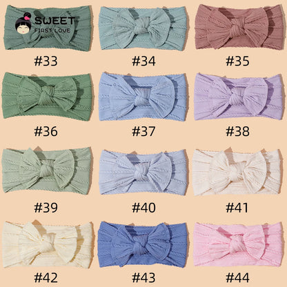 Solid Nylon Bow Headbands for Baby Girls Soft Wide Turbans Hair Accessories