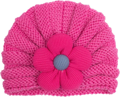 European American Winter Baby Beanie Knitted Flower Hat For Infants