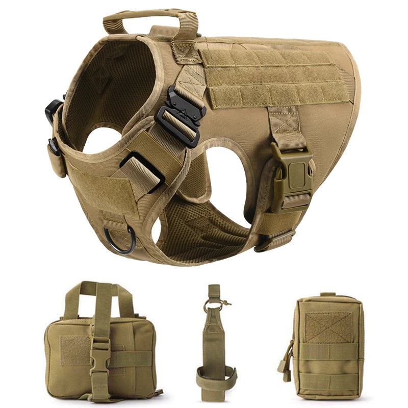 Military Tactical Dog Harness Vest And Leash Set For All Breeds Training