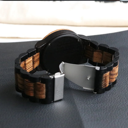 Men's Fashion Wooden Watch Multifunction Quartz Wristwatch