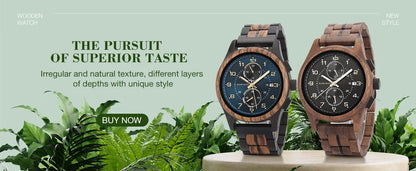 Bobo Bird Wood Watch For Men Luxury Chronograph Auto Date
