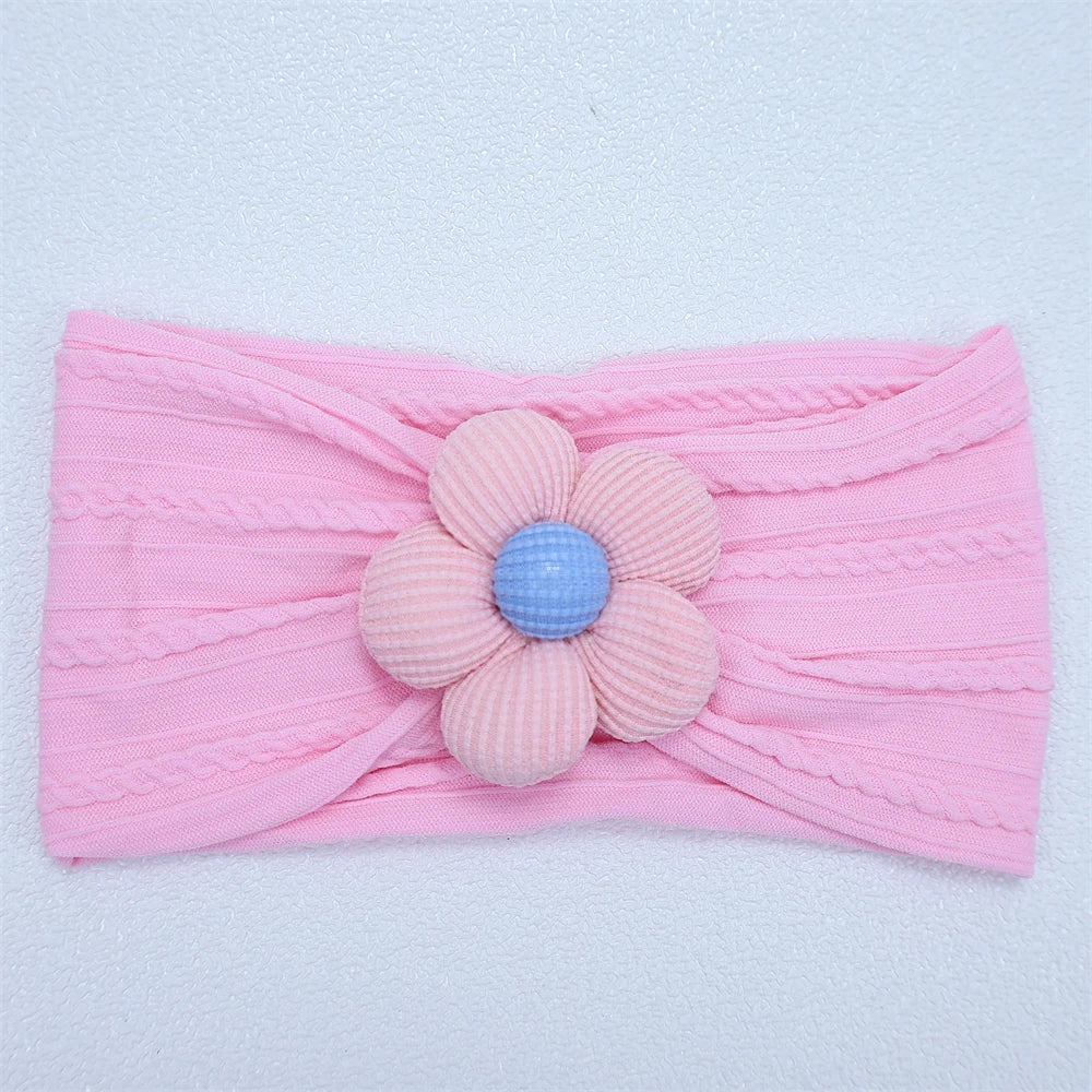Newborn Baby Flower Nylon Headband For Girls Turban Style Hair Accessories