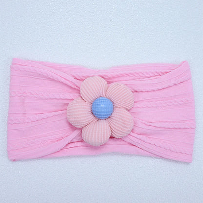 Newborn Baby Flower Nylon Headband For Girls Turban Style Hair Accessories