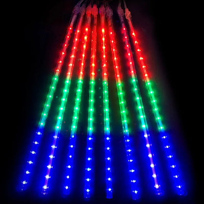8 Tubes LED Meteor Shower Lights Outdoor Solar Fairy String Christmas Yard Decor