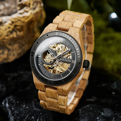 Bobo Bird Mechanical Wooden Wristwatch For Men Luxury Gift