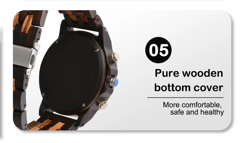 Wooden Mens Wristwatches Quartz Watch With Date And Week