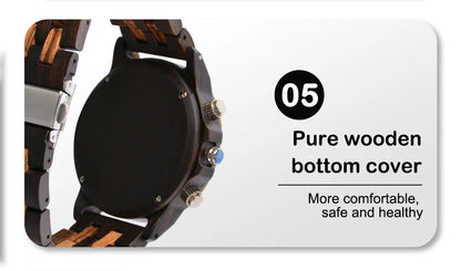 Wooden Mens Wristwatches Quartz Watch With Date And Week