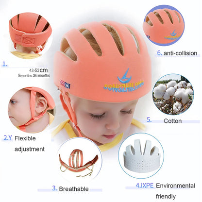 Adjustable Baby Anti Shock Helmet Cap For Newborn To 18 Months Head Protection