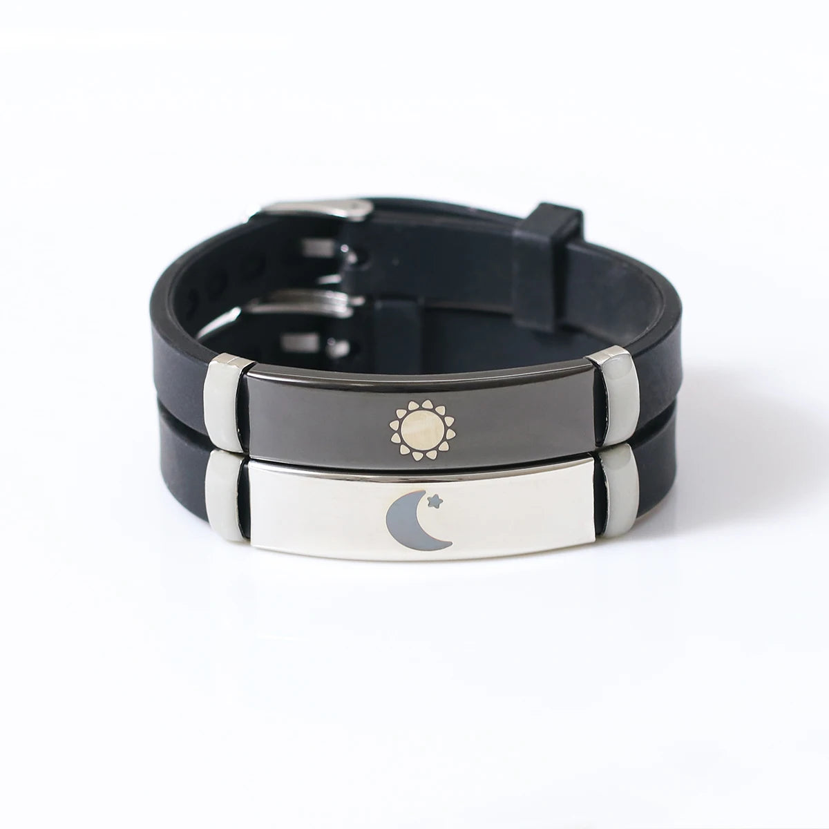 Sun Moon Stars Silicone Couple Bracelets 2 Piece Set