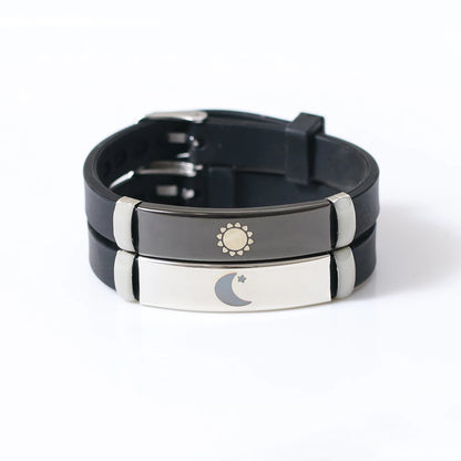 Sun Moon Stars Silicone Couple Bracelets 2 Piece Set
