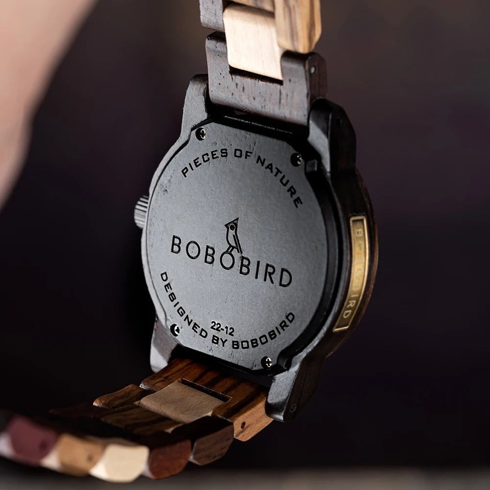 Bobo Bird Stylish Wooden Mens Watch Week And Date Display