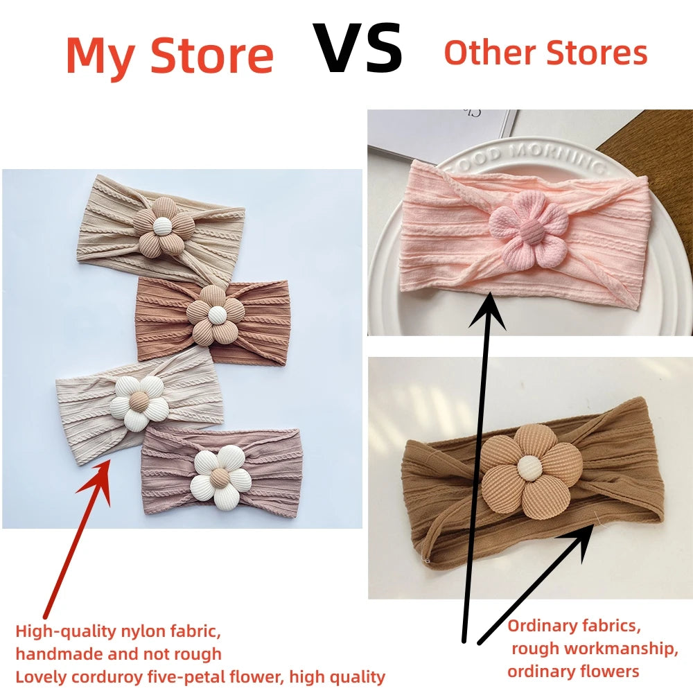 Newborn Baby Flower Nylon Headband For Girls Turban Style Hair Accessories