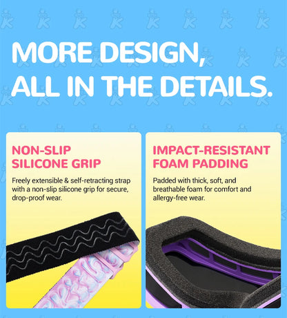 Kapvoe Child Snow Goggles UV400 Anti Fog Lenses Ski Snowboard Glasses