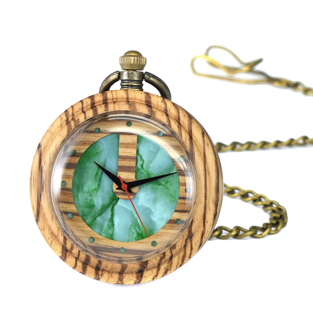 Customized Wooden Pocket Watch Bamboo Quartz Analog