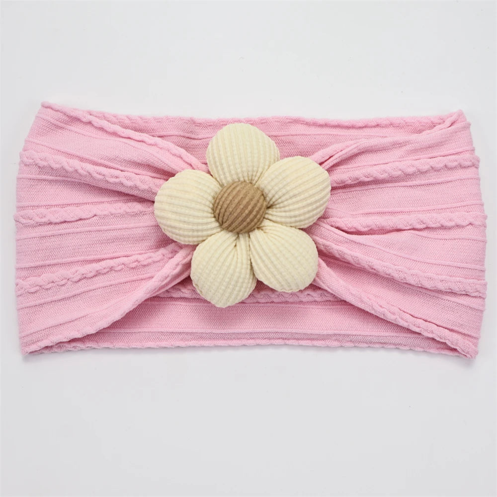 Newborn Baby Flower Nylon Headband For Girls Turban Style Hair Accessories