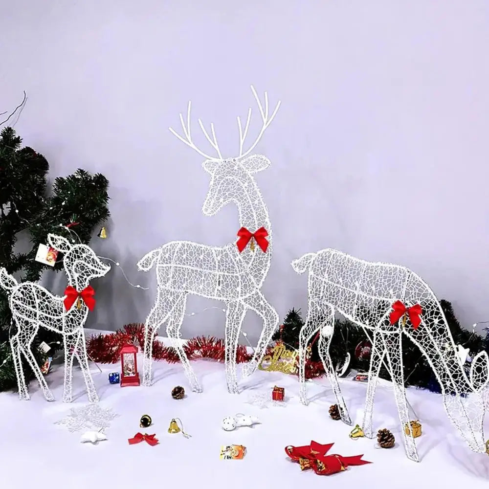 Led Light Iron Art Elk Deer Lighted Christmas Glow Reindeer Xmas Garden Decor