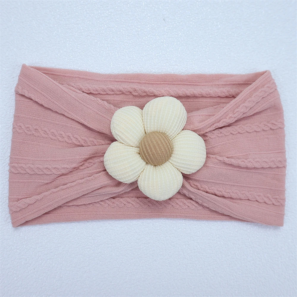 Newborn Baby Flower Nylon Headband For Girls Turban Style Hair Accessories