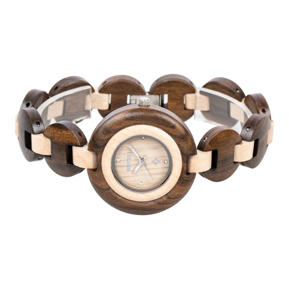 Natural Wooden Women Watch Handmade Quartz Wood Wristwatch