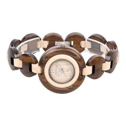 Natural Wooden Women Watch Handmade Quartz Wood Wristwatch