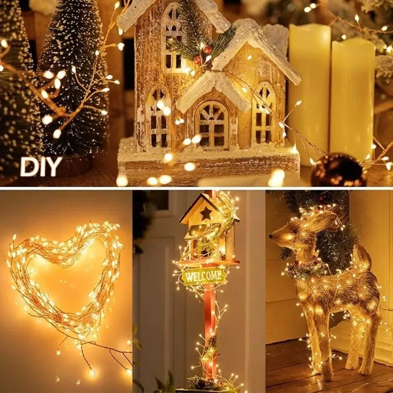 50 100 200 LED Firecracker Firefly Lights With Remote Waterproof String Lights