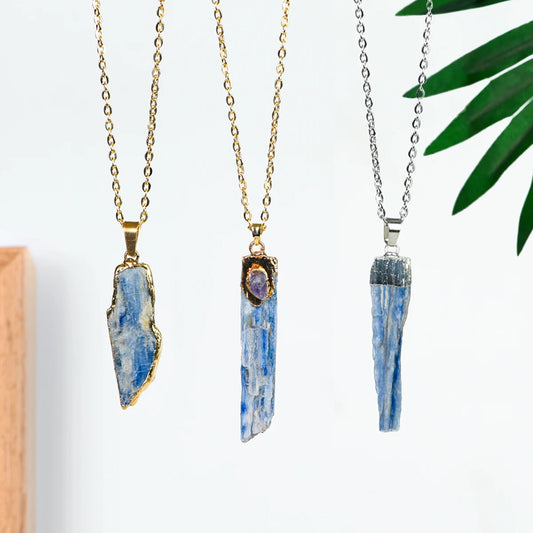 Raw Kyanite Pendant Necklace Positive Energy Crystal Jewelry Unisex Fashion