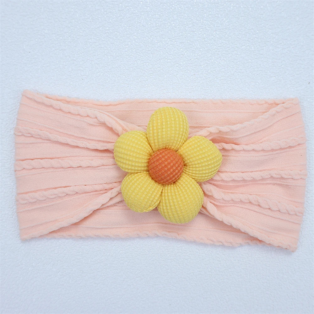 Newborn Baby Flower Nylon Headband For Girls Turban Style Hair Accessories